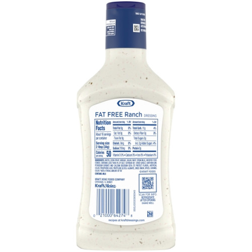 Kraft Fat Free Ranch Dressing Bottle, 16 Fluid Ounce, 6 Per Case